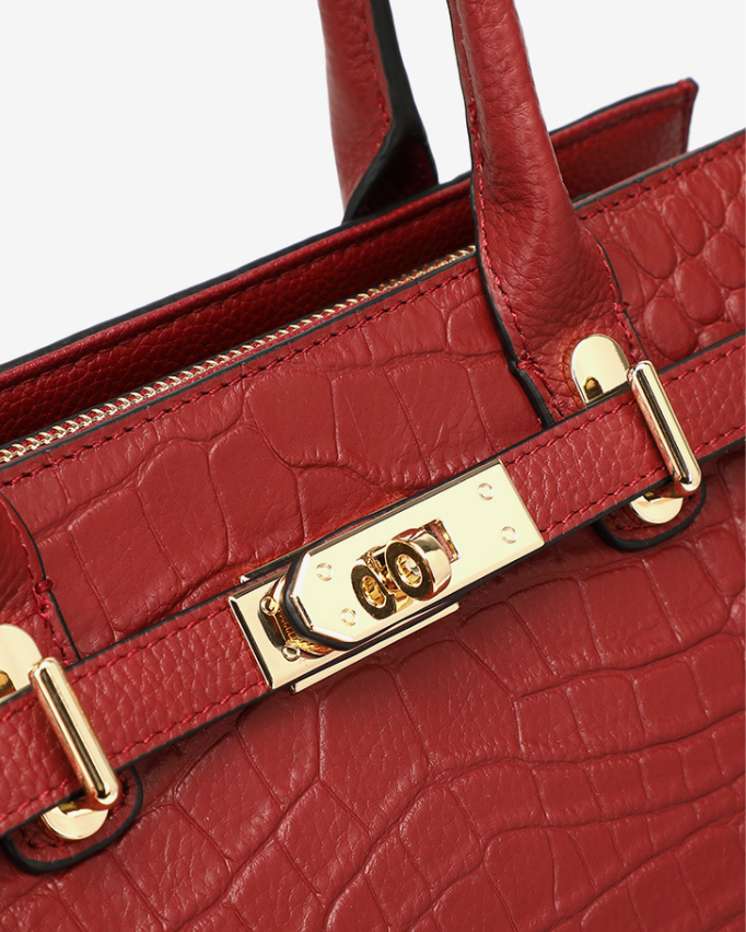 Carmine Handbag in Krokoprägung