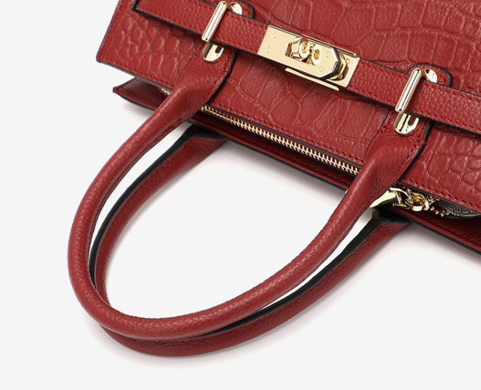 Carmine Handbag in Krokoprägung